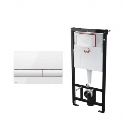 Produse Amenajare Baie - Rezervor WC, incastrat, Alcadrain AM101/1120, 51 x 112 cm, clapeta de actionare alba si sistem de fixare incluse