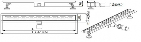 Rigola din inox CLASSIC NEGRU 400x70 [6]