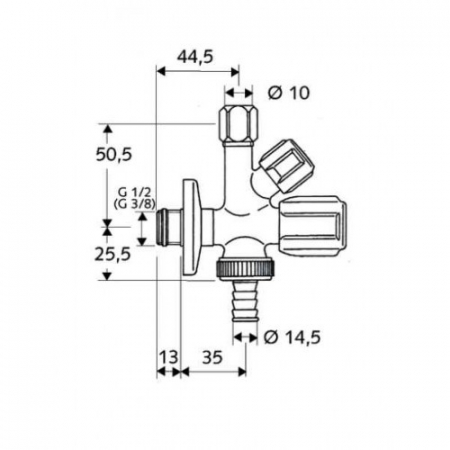 Robinet coltar combinat Schell Comfort 1/2" x 1/2" x 3/4" [1]