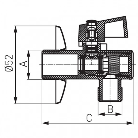 Robinet coltar cu bila, filtru si maneta metalica FERRO Z1234KF D.1/2”x3/4” [1]
