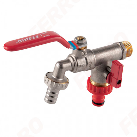 Instalatii apa/gaz/canalizare - Robinet cu bila F-Comfort dublu serviciu, cu doua iesiri 1/2'' FERRO
