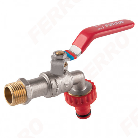 Instalatii apa/gaz/canalizare - Robinet cu bila F-Comfort dublu serviciu, cu racord rapid din plastic FERRO D.3/4''