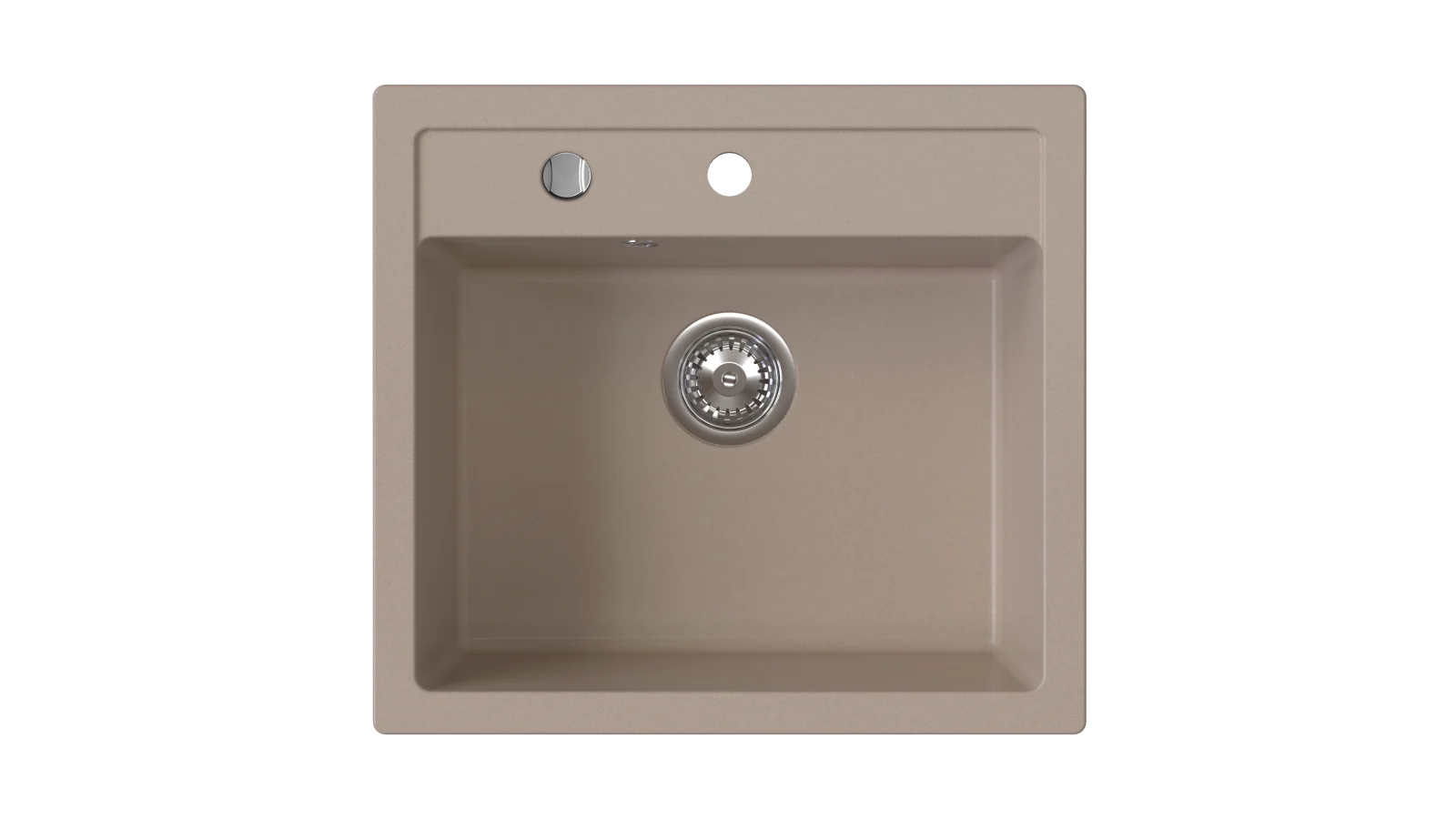 Set Chiuvetă bucătărie din granit, o cuvă, 51 × 56 cm FERRO STAMPO Nisip, adâncime cuvă 210 mm+Baterie flexibila FERRO [1]