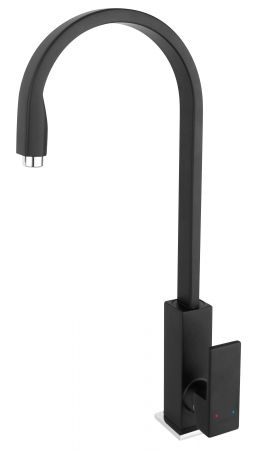Set Chiuveta bucatarie Ferro 1 Cuva Rotunda 51 cm GRAFIT si Baterie stativa Ferro Zicco neagra [2]
