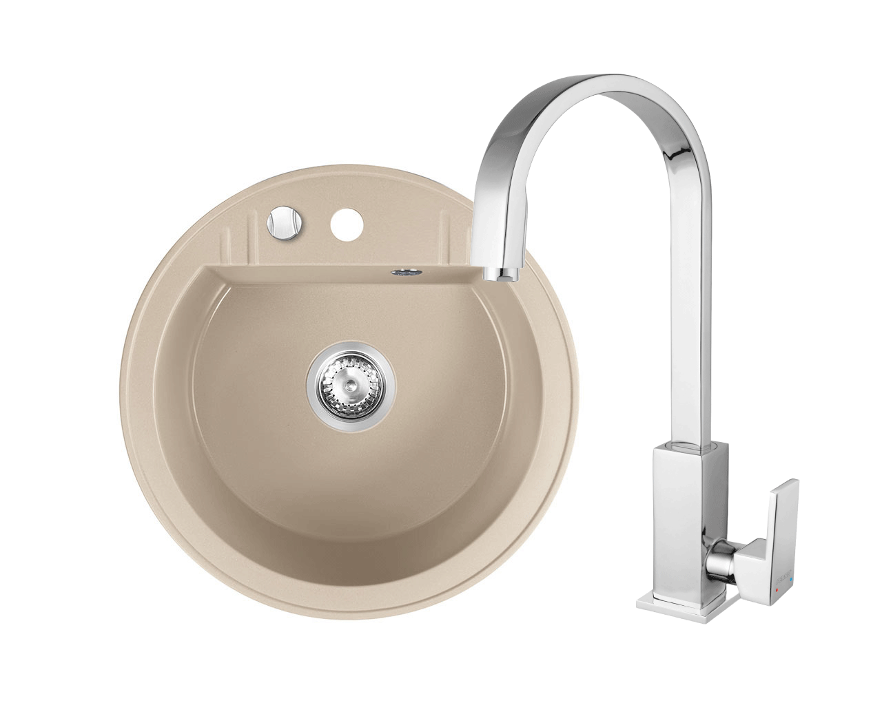 Amenajare bucatarie - Set Chiuveta bucatarie Ferro 1 Cuva Rotunda 51 cm si Baterie stativa Ferro Zicco