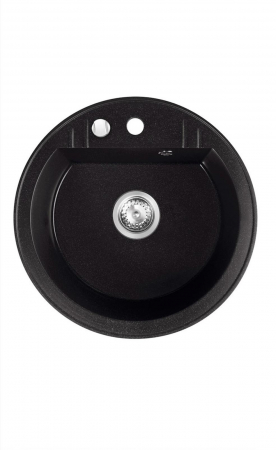 Set Chiuveta bucatarie Ferro Mezzo II 1 Cuva Rotunda 51 cm GRAFIT si Baterie cu Pipa Flexibila neagra ER-A208N [1]