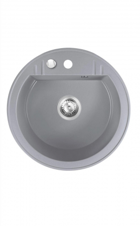 Set Chiuveta bucatarie Ferro Mezzo II 1 Cuva Rotunda 51 cm GRI si Baterie cu Pipa Flexibila GRI ER-A208G [1]