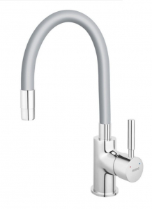Set chiuveta Ferro granit rotunda, 51 cm , gri cu baterie flexibila Ferro gri [5]