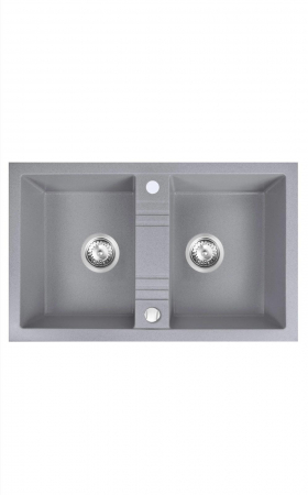 Set Chiuveta bucatarie Ferro Mezzo II 2 Cuve 78x48 cm GRI si Baterie Flexibila Gri ER-A208G [1]