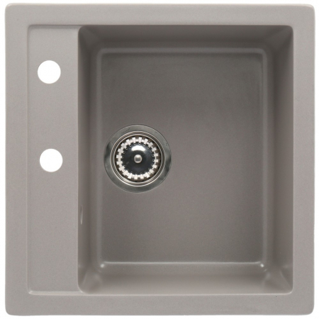Set chiuveta bucatarie granit CASA BLANCA QUADRO cu 1 cuva 48x48cm GRI +baterie GREY4H [1]