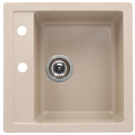 Set chiuveta bucatarie granit CASA BLANCA QUADRO cu 1 cuva 48x48cm NISIP+baterie SAND4H [1]