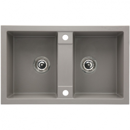 Set chiuveta bucatarie granit CASABLANCA DUO cu 2 cuve GRI 78x48cm + baterie GREY4H [1]