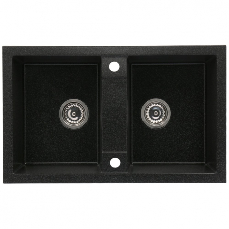 Set chiuveta bucatarie granit CASABLANCA DUO cu 2 cuve NEAGRA 78x48cm + baterie BFX4A-N [1]