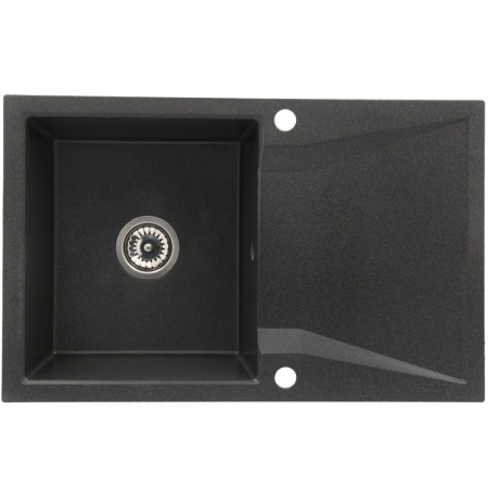 Set chiuveta bucatarie granit CASABLANCA NERA cu 1 cuva si picurator 79x50cm  NEAGRA+ baterie BLACK4H [1]