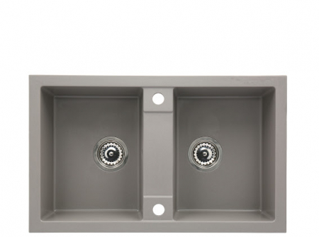 Set chiuveta CASA BLANCA DUO cu 2 cuve 78x48 GRI+Baterie ER-YX208G [3]