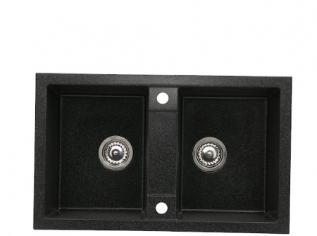 Set chiuveta CASA BLANCA DUO cu 2 cuve 78x48 NEAGRA+Baterie ER-YX208N [1]