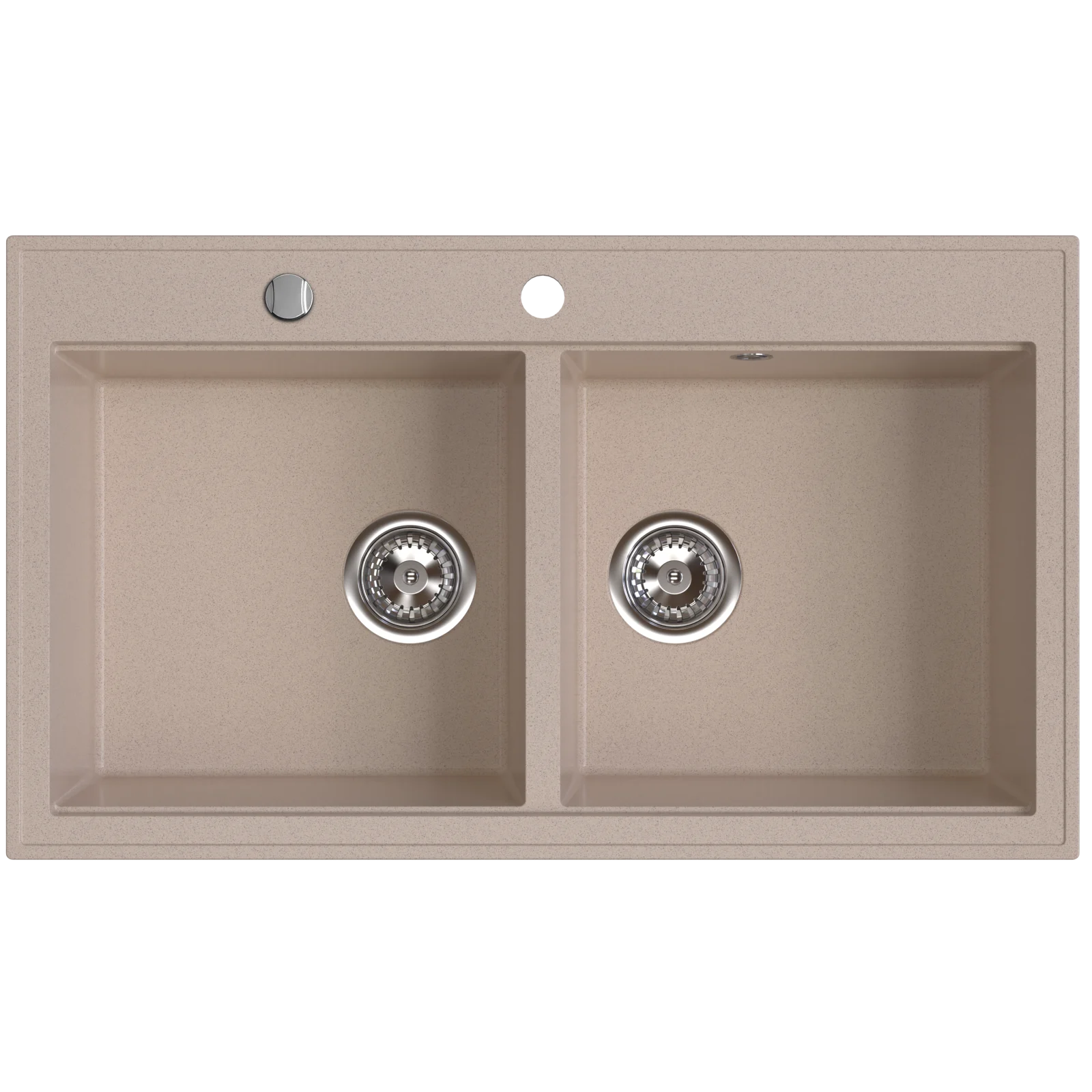 Set Chiuvetă din granit cu două cuve, 50 × 86 cm FERRO STAMPO Nisip, adâncime cuvă 215 mm+Baterie flexibila FERRO [2]