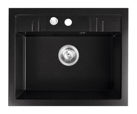 Set chiuveta granit Ferro , 1 cuva grafit, 58x48, cu baterie flexibila Ferro NERO neagra [1]