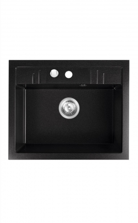 Set chiuveta granit Ferro , 1 cuva grafit, 58x48, cu baterie flexibila neagra ER-A208N [1]