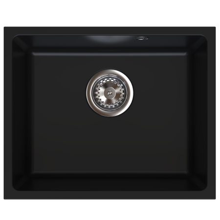 Set chiuvetă granit, montaj sub blat, o cuvă, 38 × 46 cm FERRO STAMPO Negru Mat, adâncime cuvă 205 mm+Baterie Flexibila Ferro neagra [1]