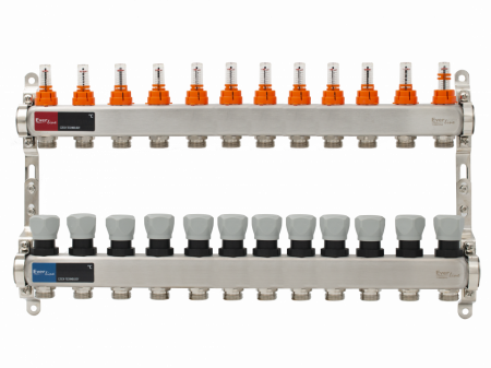 Incazire in Pardoseala - Set distribuitor INOX cu debitmetre 1"- 12 cai