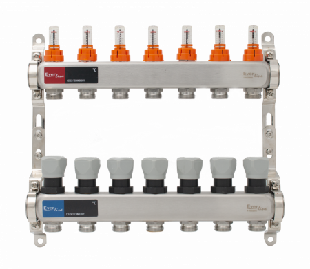 Incazire in Pardoseala - Set distribuitor INOX cu debitmetre 1"- 7 cai