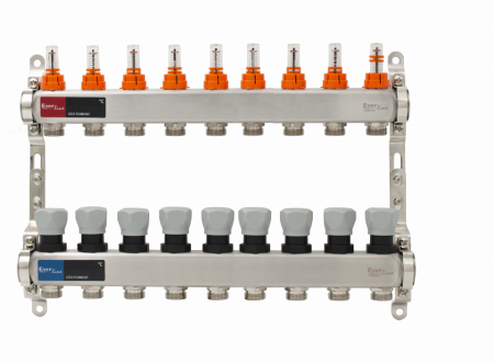 Incazire in Pardoseala - Set distribuitor INOX cu debitmetre 1"- 9 cai