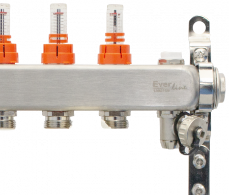 Set distribuitor INOX cu debitmetre, aerisitor manual si robineti de golire 1"- 2 cai [3]