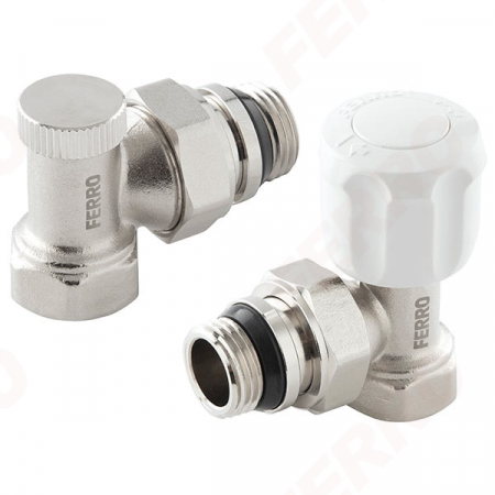 Radiatoare/Calorifere - Set robineti tur/retur coltar 1/2" cu garnitura FERRO pentru radiator
