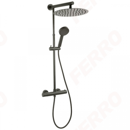 Seturi de Dus - Sistem de dus cu baterie termostatata, gun metal FERRO Trevi NP75-TRV7U-GM