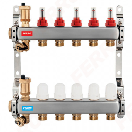Incazire in Pardoseala - Distribuitor/colector asamblat din inox 2 cai FERRO