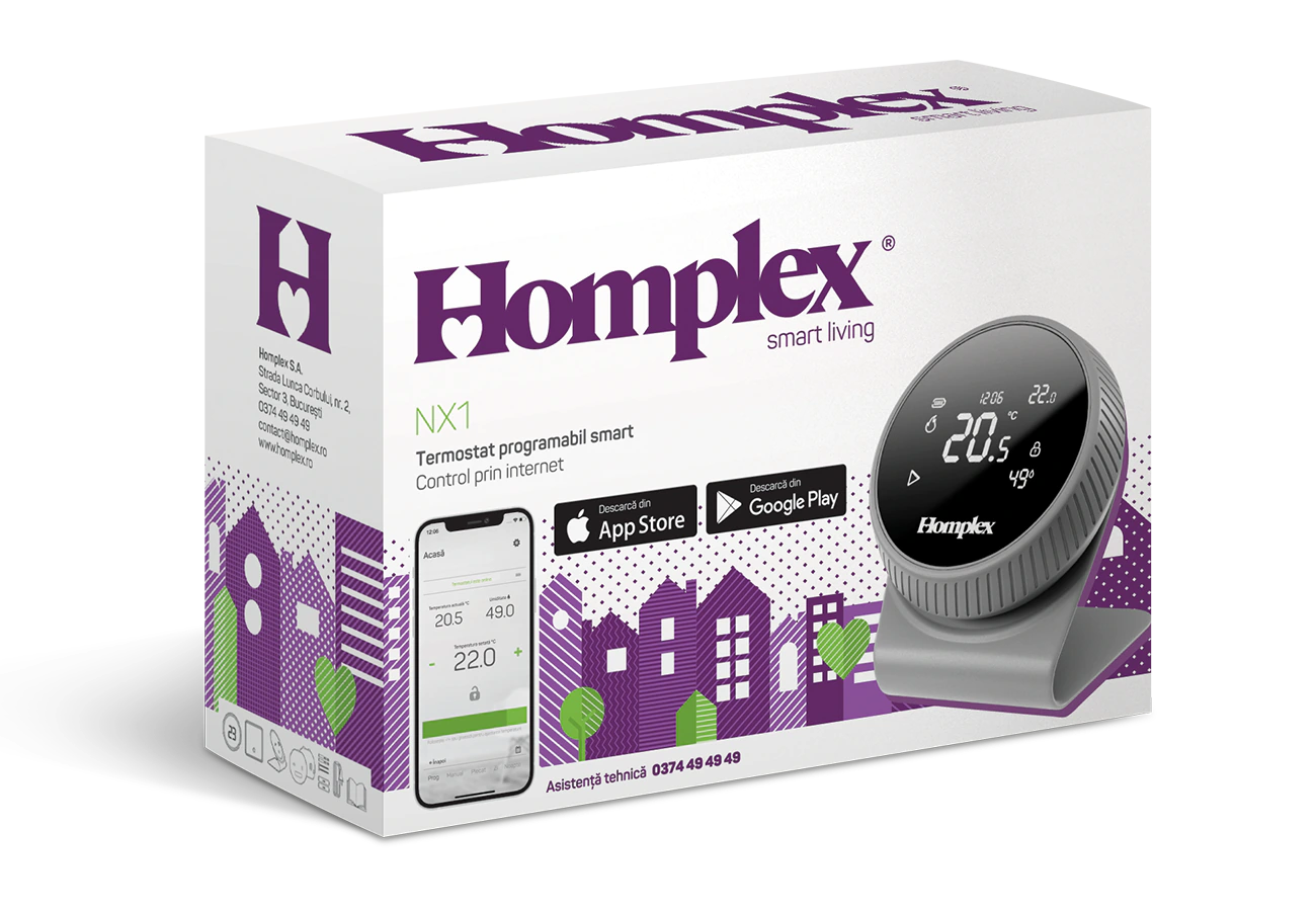 Termostat ambiental programabil inteligent Homplex NX1 cu control de la distanță, Graphite Gray [5]