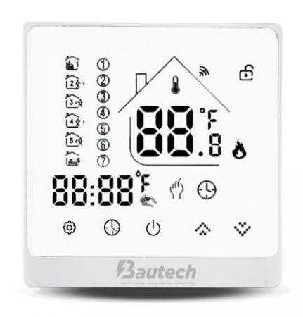 Termostate de Ambient - Termostat smart, cu fir și cu WiFi, programabil, pentru sisteme de încălzire clasice sau în pardoseală Bautech X-8WF