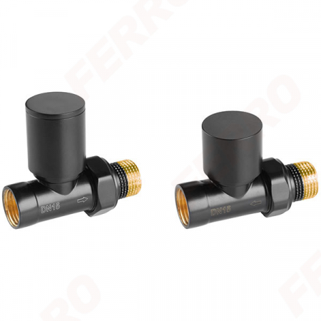Accesorii radiatoare - Set robineti radiator FERRO decorativi tur/retur drepti, negru