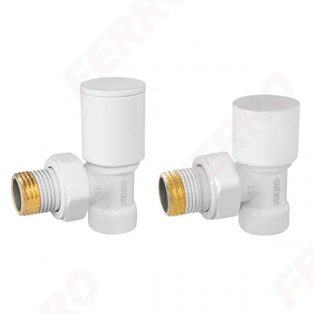 Accesorii radiatoare - Set robineti radiator FERRO decorativi tur/retur coltari, alb