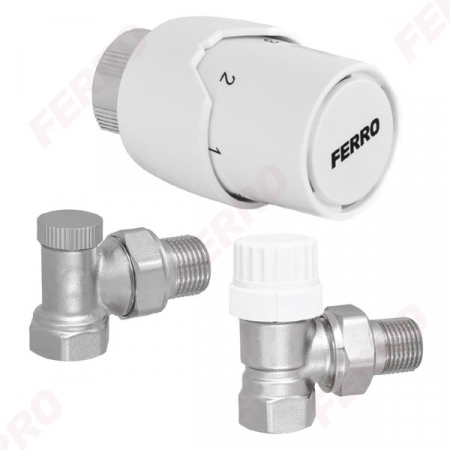 Radiatoare/Calorifere - Set robineti radiator FERRO coltari ½” cu cap termostatic