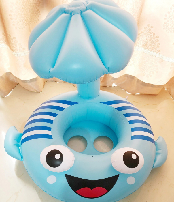 Colac de inot bebe cu acoperis Protectie solara Swim Boat, 70 x 50 cm, albastru [2]