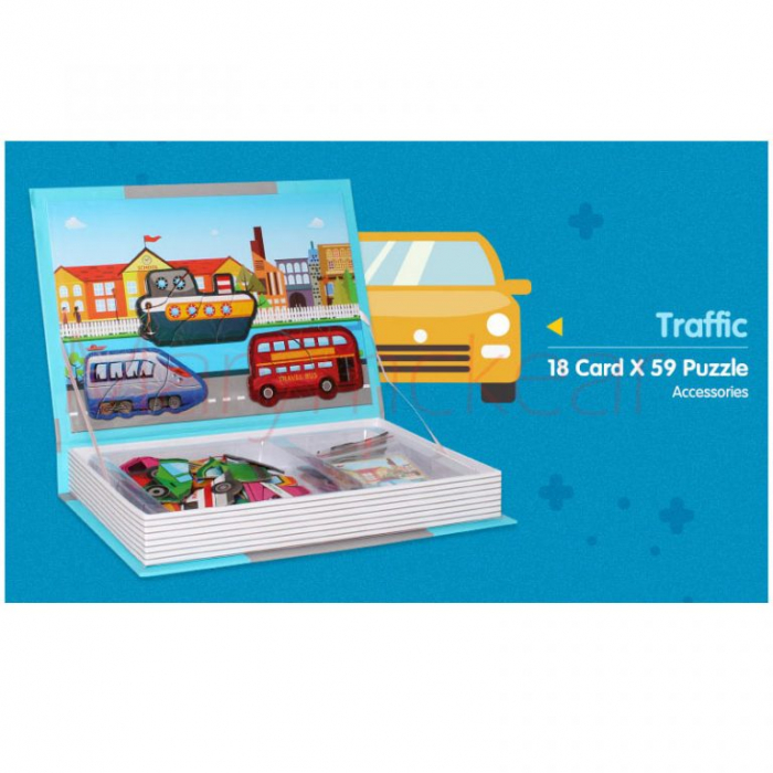 Joc educativ Carte magnetica cu piese puzzle, Traffic Spell, Toyska [2]