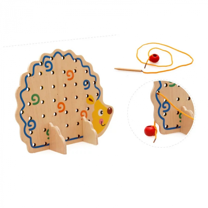 Joc Montessori 2 in 1 Arici cu fructe, snuruit si insirat [5]