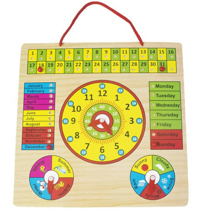 Calendar si Ceas in limba Engleza, lemn, Montessori, Toyska [1]