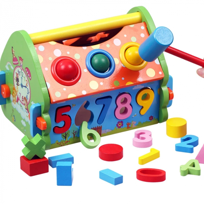 Casuta multifunctionala din lemn 5 in 1 cu sortator, multicolor [4]