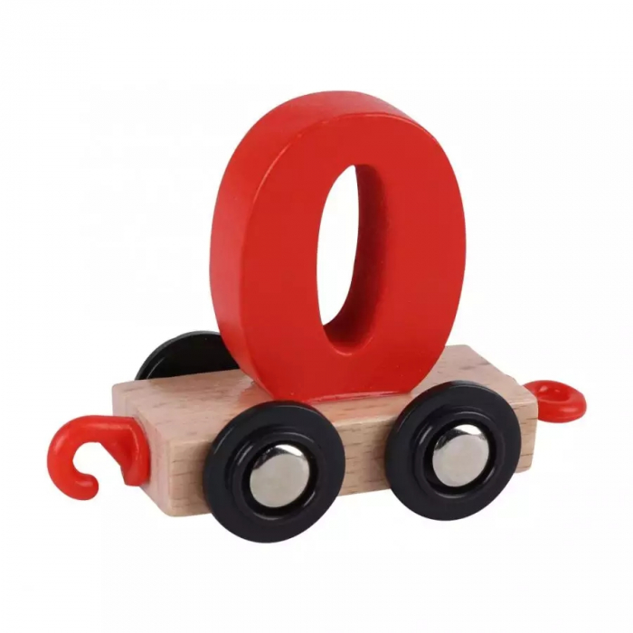 Tren din lemn cu vagoane cifre de la 0 la 9, multicolor [4]