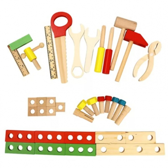 Trusa de scule din lemn Montessori, 40 piese, multicolor [4]