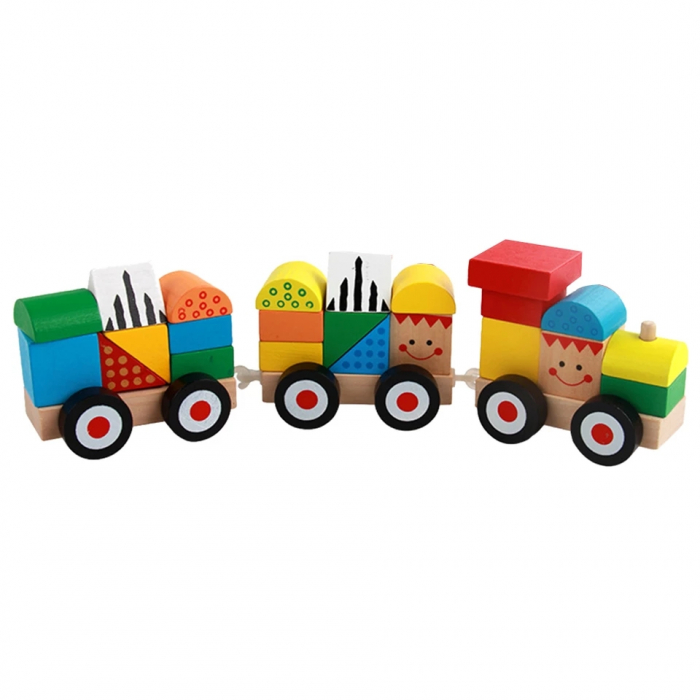 Trenulet lemn Montessori stivuire cuburi, Toyska [2]