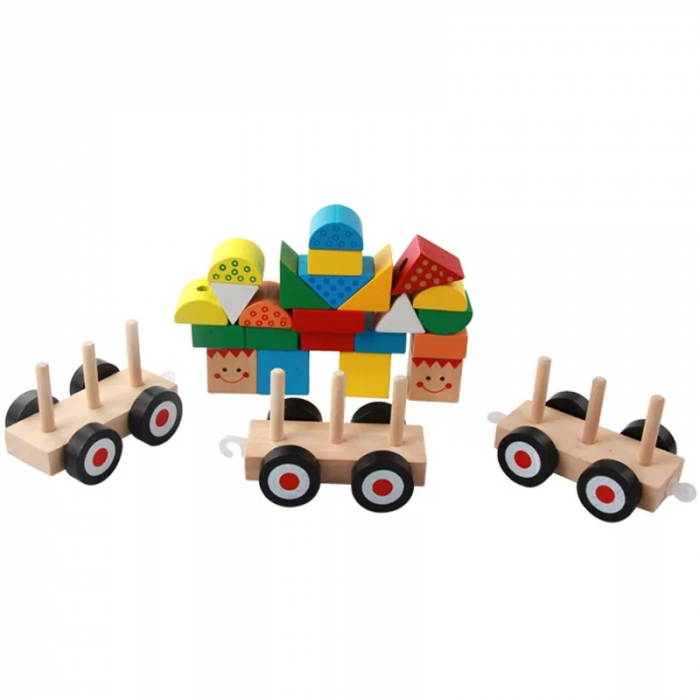 Trenulet lemn Montessori stivuire cuburi, Toyska [4]