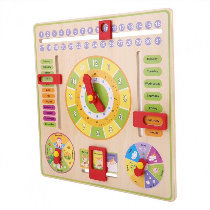 Jucarie Calendar si ceas din lemn limba engleza, Toyska [2]