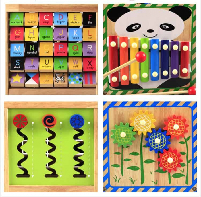 Cub din lemn educativ 6 in 1 activitati Busy Beads Panda, Toyska [5]