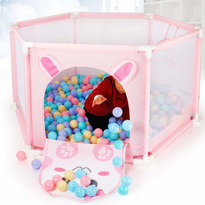 Tarc de joaca pentru bebelusi, 146x66, 50 bile, Roz [2]