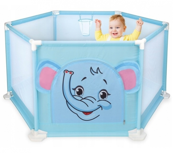 Tarc de joaca pentru bebelusi, 125x55 cm, 50 bile, Albastru [2]