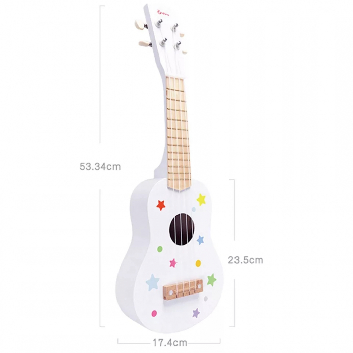 Chitara clasica din lemn de jucarie, 53 cm, Alb [4]